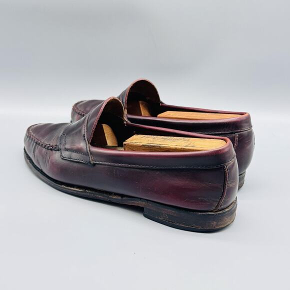 GH Bass & Co Weejuns Shoes Mens 9.5 Burgundy Leather Penny Loafers Slip On Dress - Picture 5 of 11